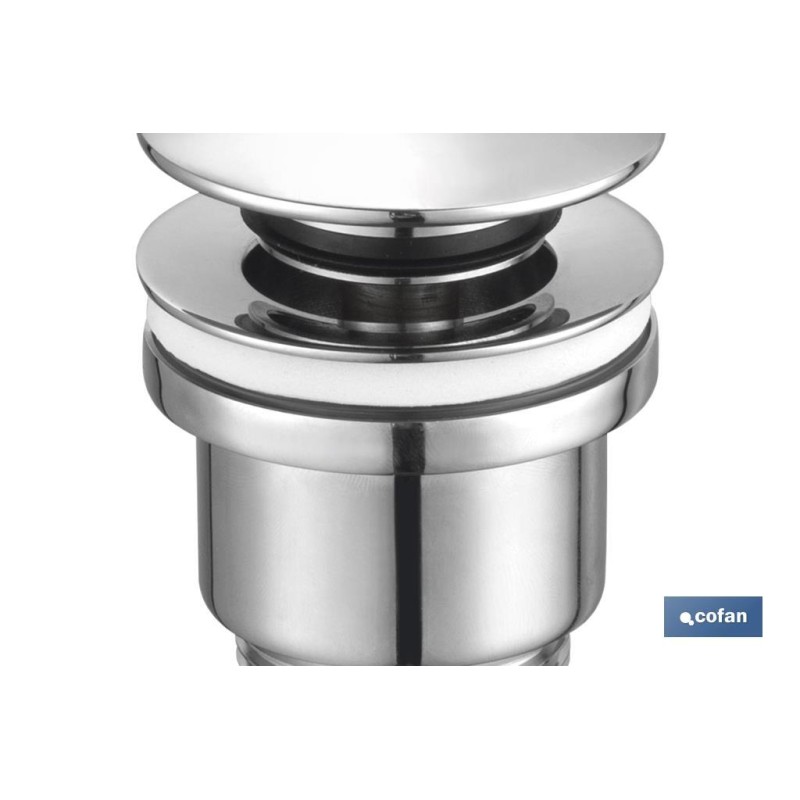 Válvula Click-Clack | Fabricada en Latón Cromado | Rosca 1 1/4 | Incluye Tapón Grande de Ø63 mm