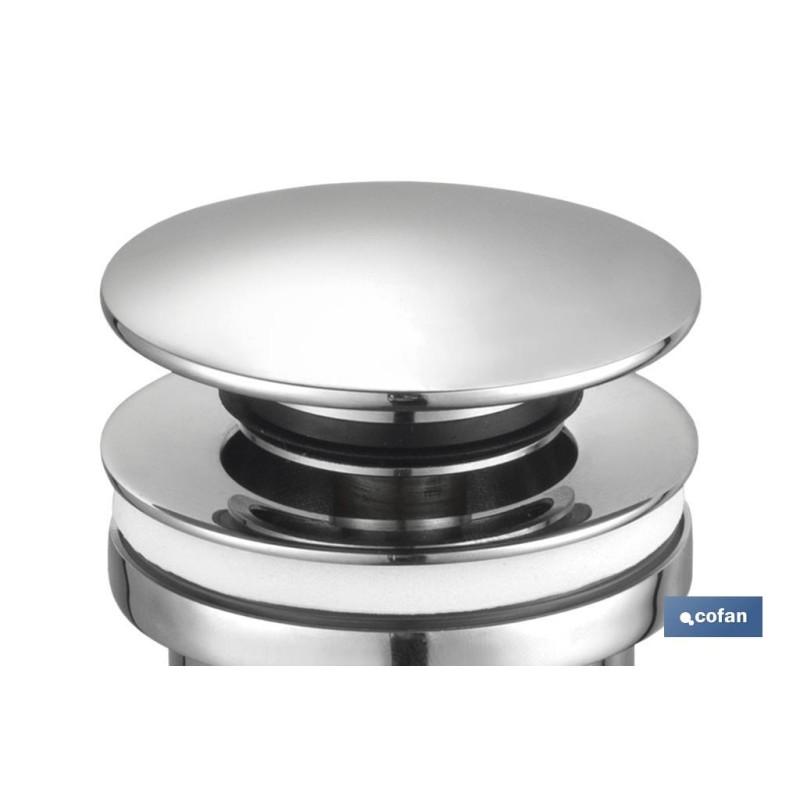 Válvula Click-Clack | Fabricada en Latón Cromado | Rosca 1 1/4 | Incluye Tapón Grande de Ø63 mm