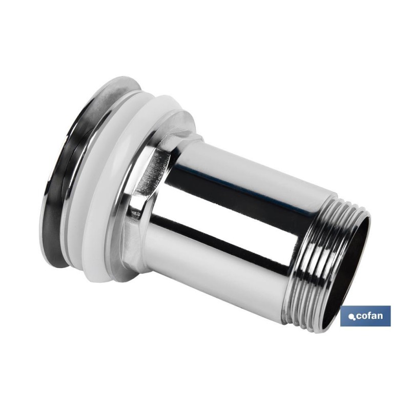 Válvula Click-Clack Larga | Fabricada en Latón Cromado |Rosca 1 1/4 | Incluye Tapón cromado grande de Ø63 mm