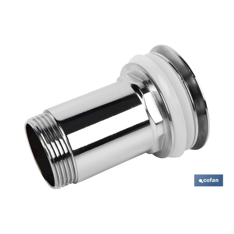 Válvula Click-Clack Larga | Fabricada en Latón Cromado |Rosca 1 1/4 | Incluye Tapón cromado grande de Ø63 mm