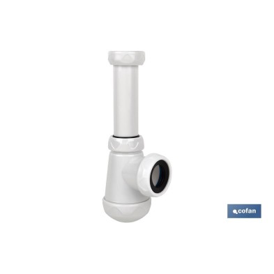Sifón de Botella Corto | Extensible | Racor de 1 1/4 | Con Salida de 40 mm | Junta Cónica reductora de Ø32 mm