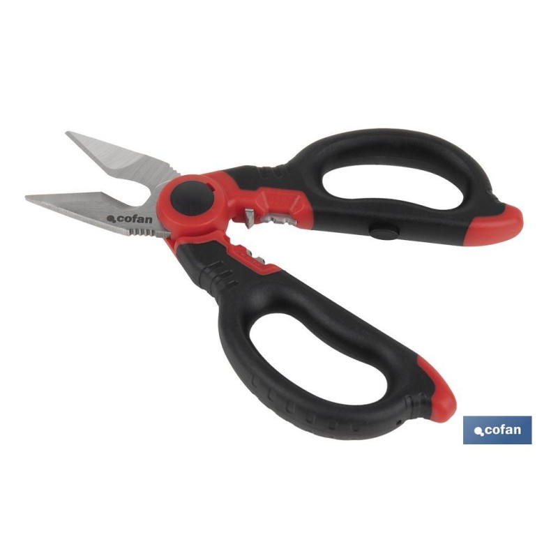 Tijeras de electricista profesional | Con longitud 160 mm  | Con accesorios pelacables y de crimpar)