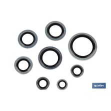 Arandela Metal Goma | Fabricada en Acero Zincado y NBR | Varias Medidas de Interior y Exterior