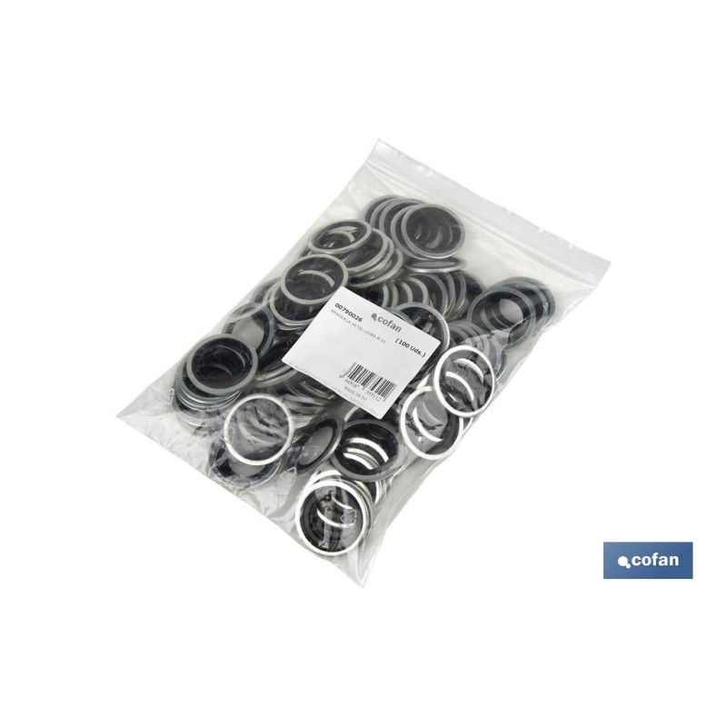 Arandela Metal Goma | Fabricada en Acero Zincado y NBR | Varias Medidas de Interior y Exterior