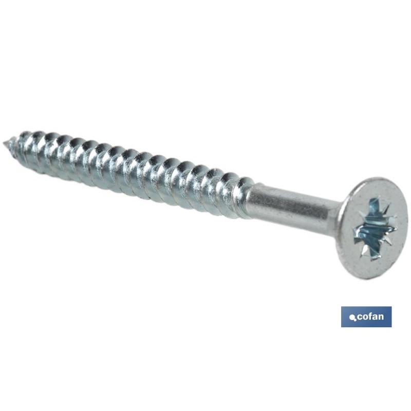 Tornillo rosca madera | Pozidrive DIN Zincado 7505A | Diferentes medidas