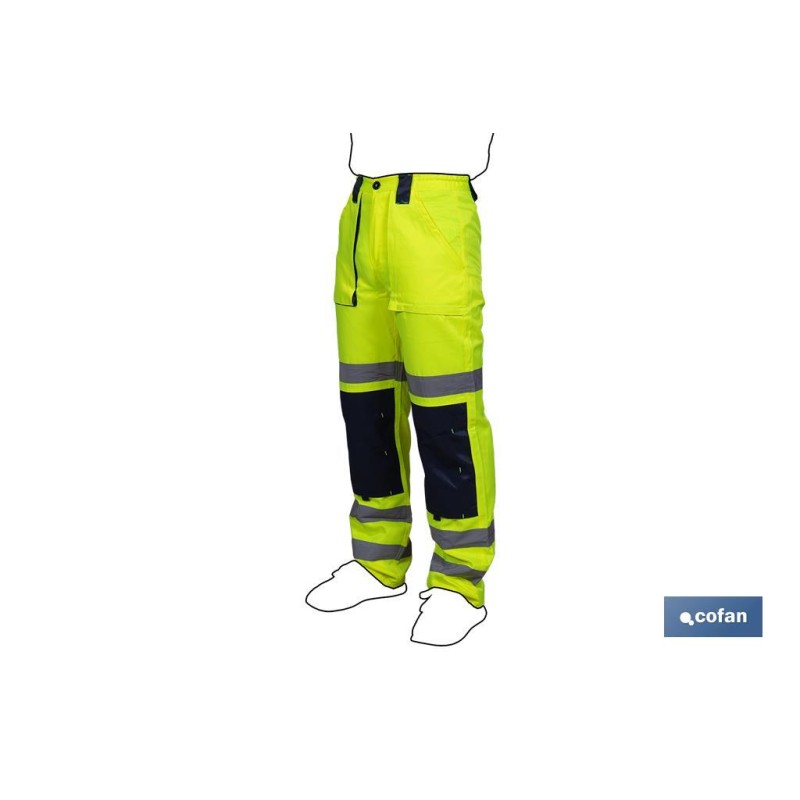 Pantalón de Alta Visibilidad | Tallas desde la S hasta la XXXL | Color Amarillo y Azul Marino