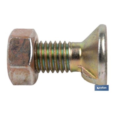 Tornillo de arado DIN 604 | Cuello cuadrado | Tuerca hexagonal DIN 934 incluida | Clase 8.8 | Disponible en diferentes medidas