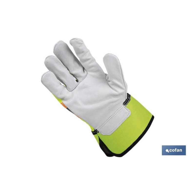 Guantes de piel vacuno con cinta reflectante | Tallas: 9, 10 y 11