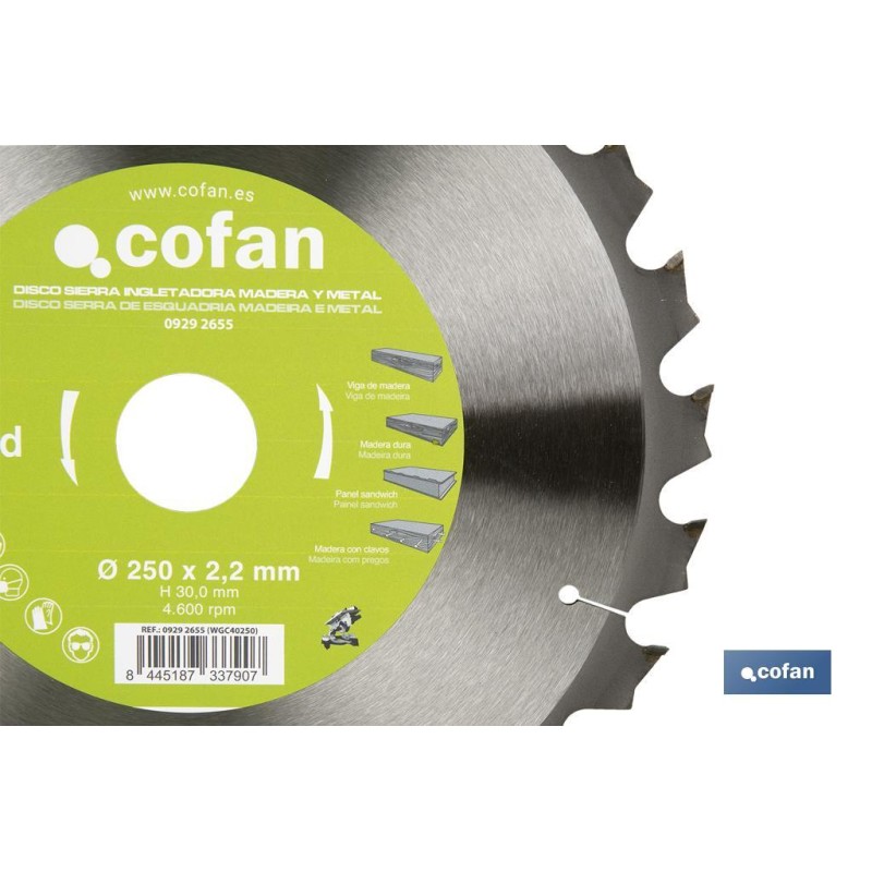 Hoja de sierra ingletadora | Disco de corte para madera y metal | Diferentes dientes: 24, 28 y 32 | Varias medidas