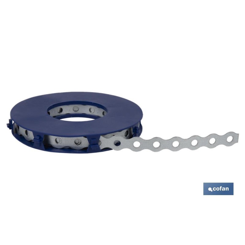 Rollo de Cinta Perforada de Acero Galvanizado | Medidas: 17 mm x 0,8 mm x 10 m