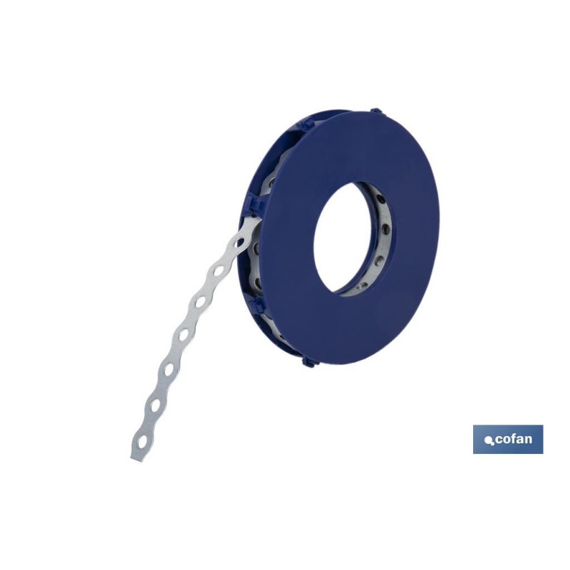 Rollo de Cinta Perforada de Acero Galvanizado | Medidas: 17 mm x 0,8 mm x 10 m