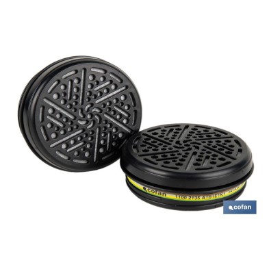 Set de 2 filtros para media máscara | Filtros de tipo A1B1E1K1 | Cartucho de polietileno de alta densidad | Protección contra ga