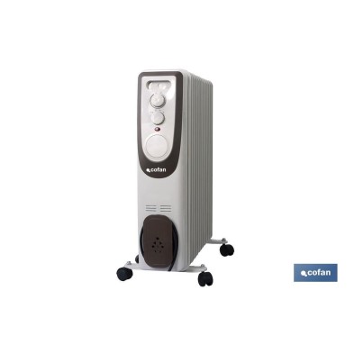 Radiador de aceite 2500 W | Color: blanco | Con 11 elementos y termostato regulable | Seguridad antiincendios y Control antivuel