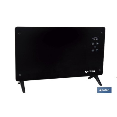 Convector radiante de panel de vidrio | Potencia: 2000 W | Mando a distancia | Control vía app | Compatible con asistente de voz