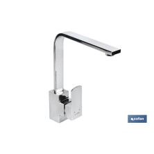 Grifo de Cocina Monomando con Diseño Cuadrado | Medida: Alto 29,1 cm x Ancho 5 cm | Cartucho Cerámico de 35 mm