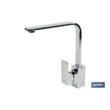 Grifo de Cocina Monomando con Diseño Cuadrado | Medida: Alto 29,1 cm x Ancho 5 cm | Cartucho Cerámico de 35 mm