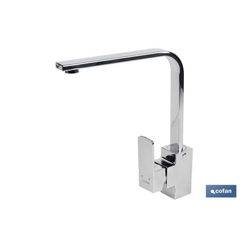 Grifo de Cocina Monomando con Diseño Cuadrado | Medida: Alto 29,1 cm x Ancho 5 cm | Cartucho Cerámico de 35 mm