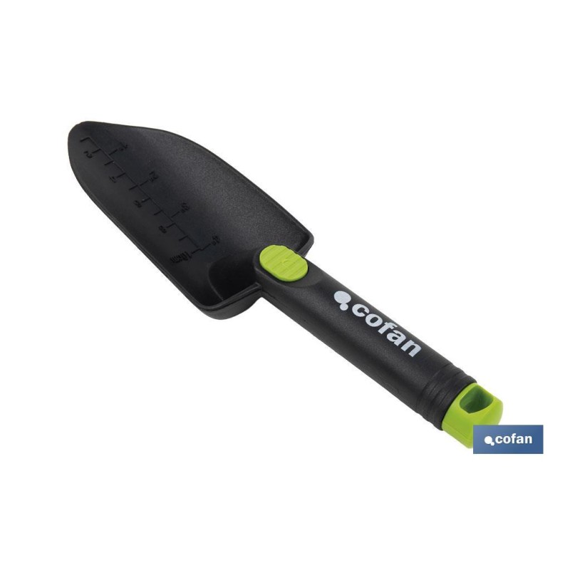 Trasplantador de nylon resistente para jardinería | Con escala y ancho de trabajo de 80 mm