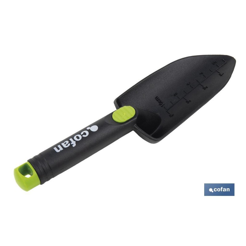 Trasplantador de nylon resistente para jardinería | Con escala y ancho de trabajo de 80 mm