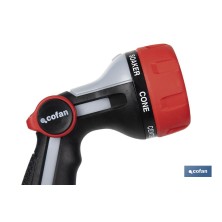 Pistola de riego con 7 modos de flujo y control del caudal con el pulgar