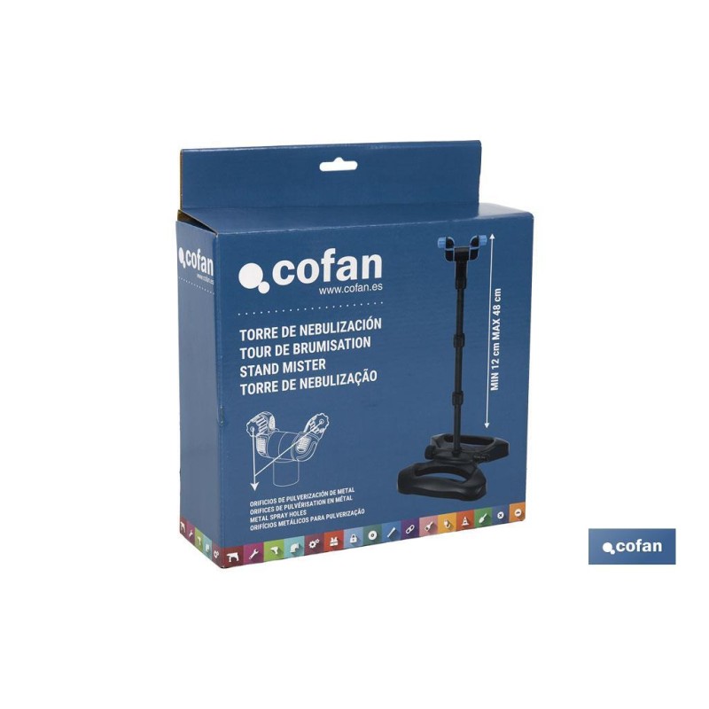 Torre de nebulización extensible para exteriores | Desde 12 hasta 48 cm | Boquillas de ángulo ajustable