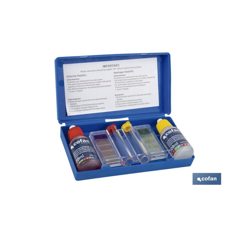Kit con test de cloro y pH para piscinas | Medidor y analizador de agua