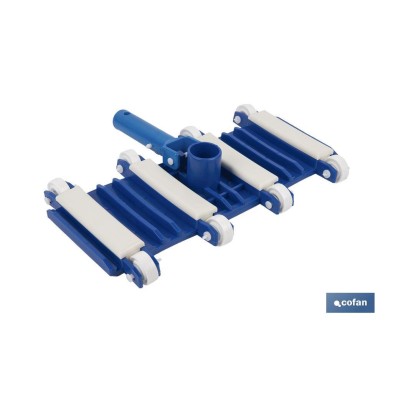 Limpiafondos Flexible para Piscinas con 8 Ruedas | Medidas de 33 x 18 cm y Mango de Ø 2,8 cm