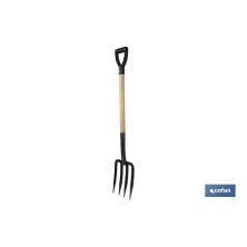 Horca para cavar de acero endurecido | 4 dientes | Ideal para jardinería y agricultura | Medidas: 23 x 105 cm