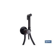 Ducha higiénica para inodoro | Grifo de bidé empotrado | Agua fría y caliente | Manguera incluida | Disponible en acabado negro 