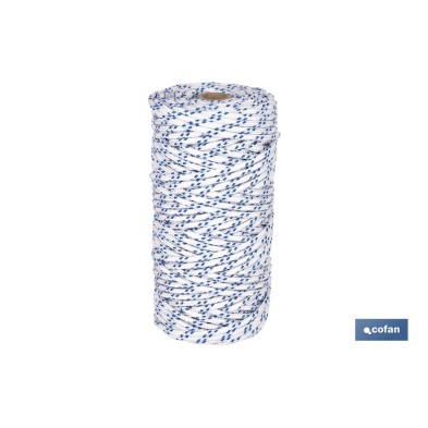Cuerda Trenzada Polipropileno | Formato: Rollo pequeño | Color: Blanco y Azul
