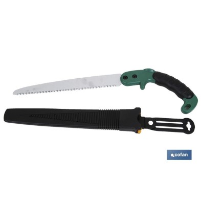 Sierra de poda manual portátil con hoja de 500 mm | Empuñadura ergonómica y antideslizante con funda de protección