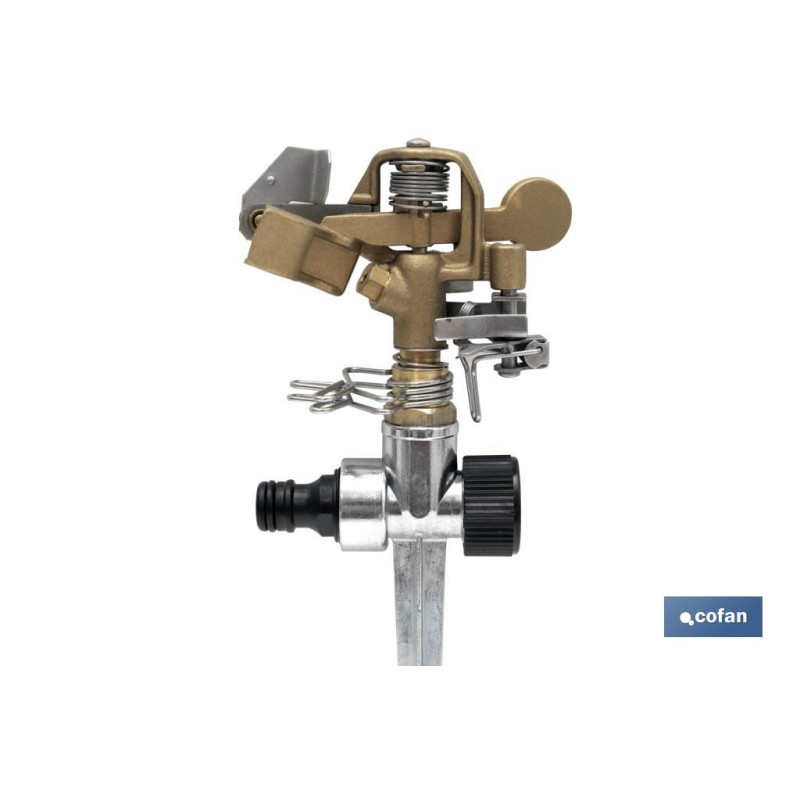 Aspersor sectorial 360º con piqueta | De metal | Para jardín y agricultura | Superficies grandes