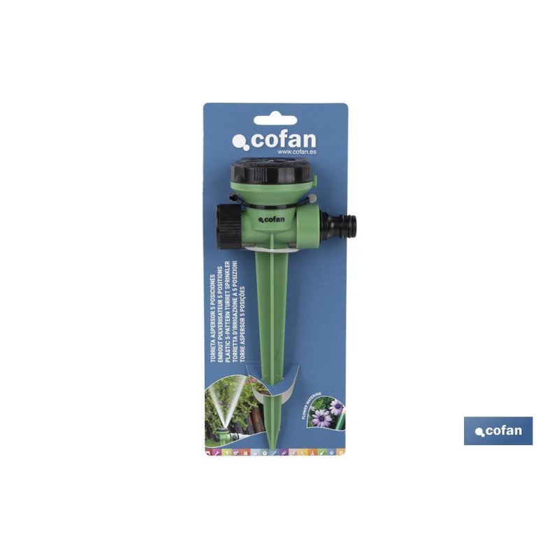 Aspersor de riego | 5 posiciones de riego | Material de polipropileno | Apto para jardín