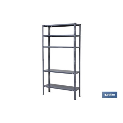 Estantería Metálica en color Gris de 5 baldas | Con tornillos y escuadras | Resistente a un peso por balda de 80 kg