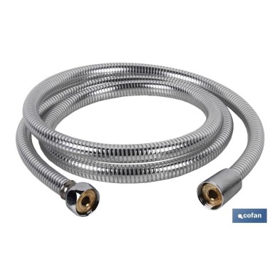 Flexo de Ducha | Fabricado en PVC | Color Plata | Racores de Latón | Longitud 1,5  | Rosca 1/2 Universal