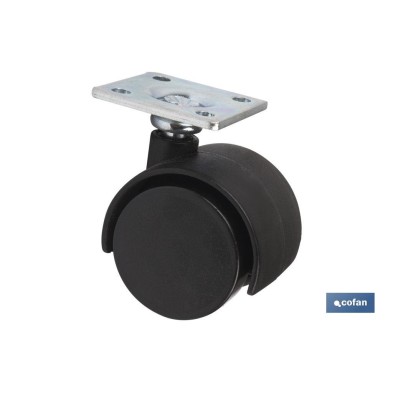 Rueda de nailon con placa de 42 mm | Con diámetros desde 30 mm hasta 50 mm | Para pesos desde 15 kg hasta 25 kg