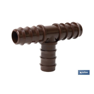 Conector en forma de T para riego por goteo | 16 mm de diámetro | Para sistemas de riego