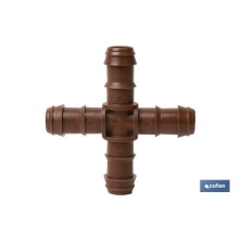 Conexión en cruz para riego por goteo | Uso recomendado para Jardinería y Agricultura