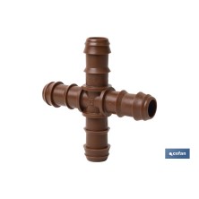 Conexión en cruz para riego por goteo | Uso recomendado para Jardinería y Agricultura