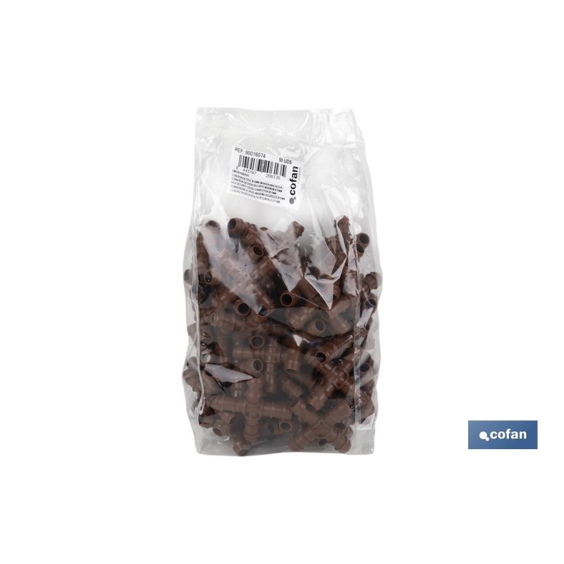 Conexión en cruz para riego por goteo | Uso recomendado para Jardinería y Agricultura