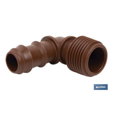 Conector en forma de Codo con Rosca Macho 3/4''