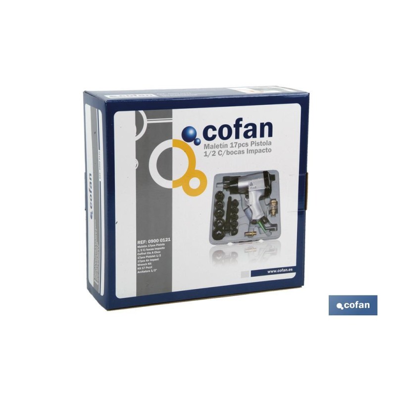 Maletín de Pistola de impacto 1/2 con Bocas de impacto | Maletín con 17 piezas |  Llave de Impacto Neumática 1/2