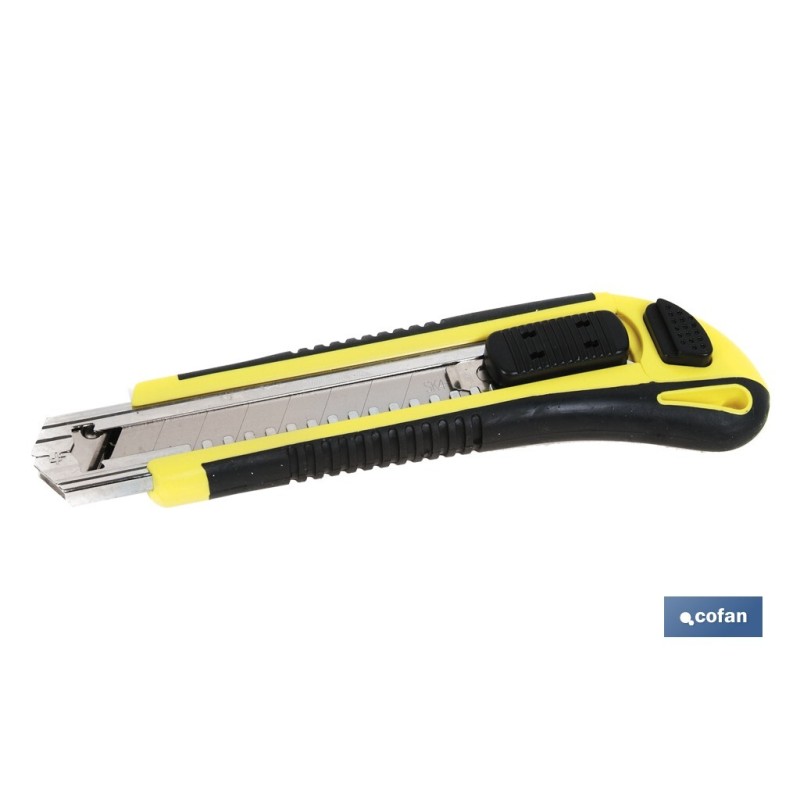 Cúter con cuchillas intercambiables | Incluye cuchillas de repuesto | Medida de la cuchilla: 18 mm