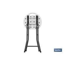 Taburete plegable portátil | Color blanco | Multiusos | Polietileno y acero | Dimensiones 33 x 30 x 46 cm