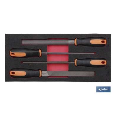 Módulo de espuma con herramientas  | Para 1/3 cajón del carro de herramientas cofan | Limas 4 piezas