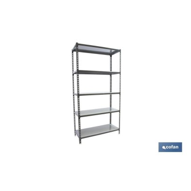 Estantería de acero | Color antracita | Disponible con 5 baldas de acero galvanizado | Medidas: 180 x 90 x 40 cm