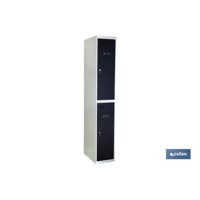 Taquilla de acero inicial de 2 puertas | Color: gris | Medidas: 180 x 30 x 50 cm