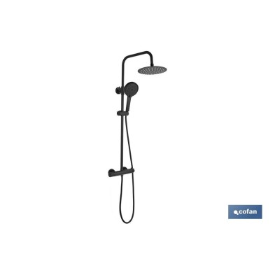 Columna de Ducha Extensible con Grifo Termostático | Grifería con acabado Negro Mate