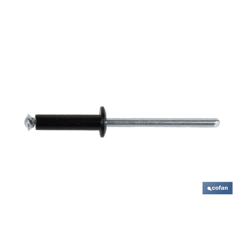 Remaches Aluminio Flor Cabeza Alomada Negro