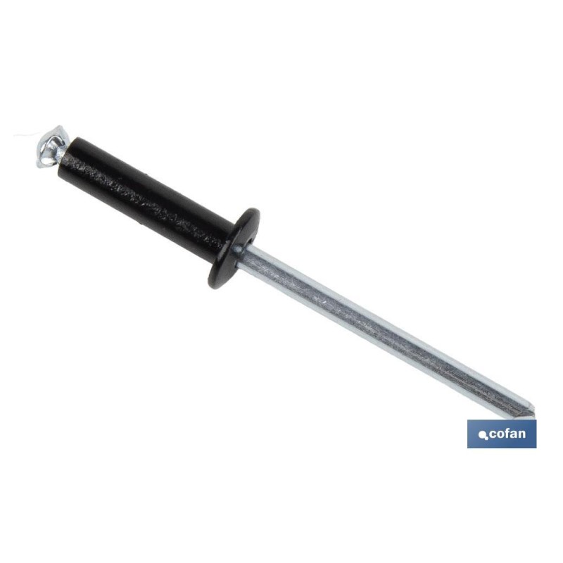 Remaches Aluminio Flor Cabeza Alomada Negro